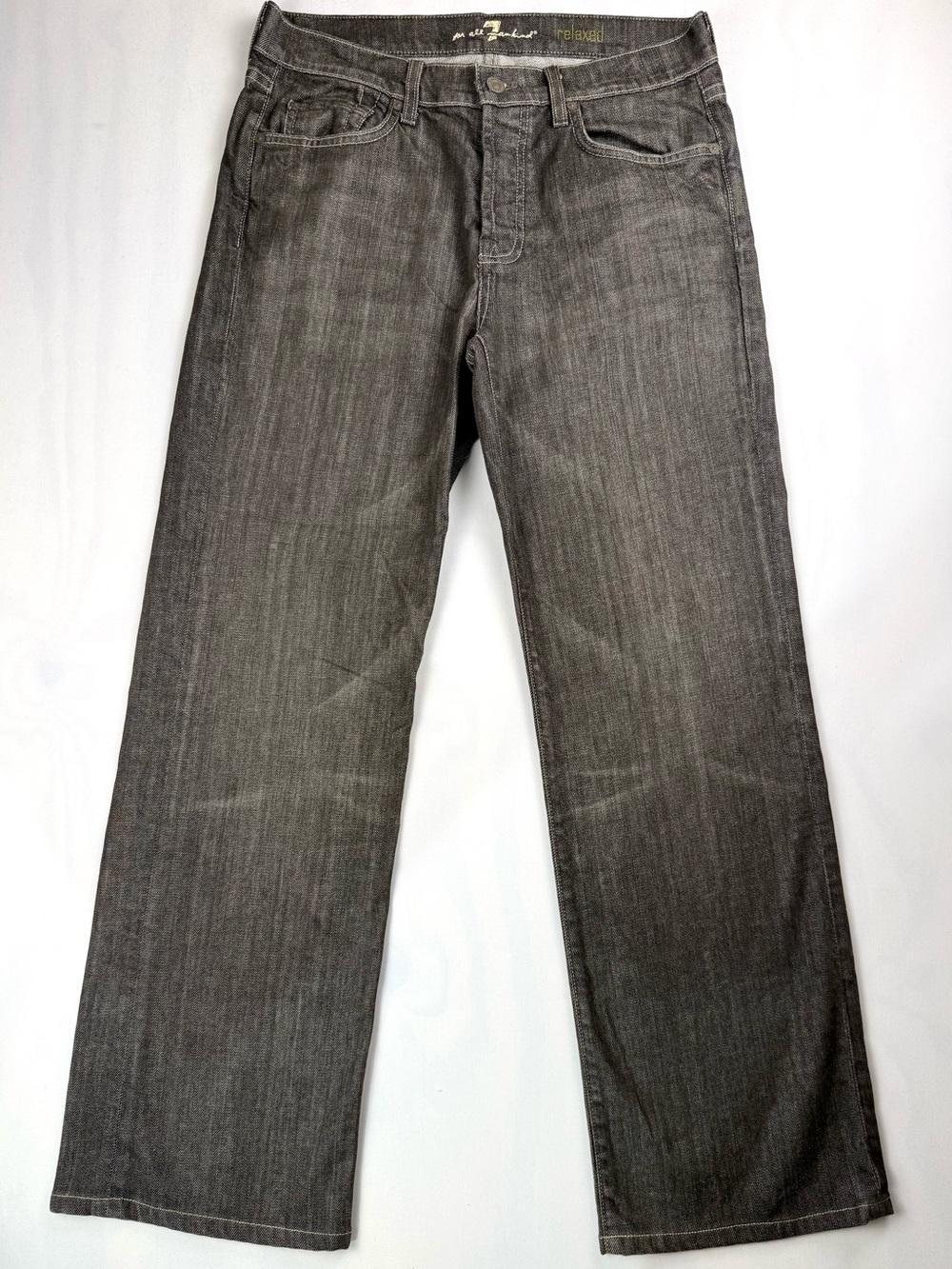 7 For All Mankind Relaxed Straight Jeans Men’s 31 Gray Black Button Fly USA